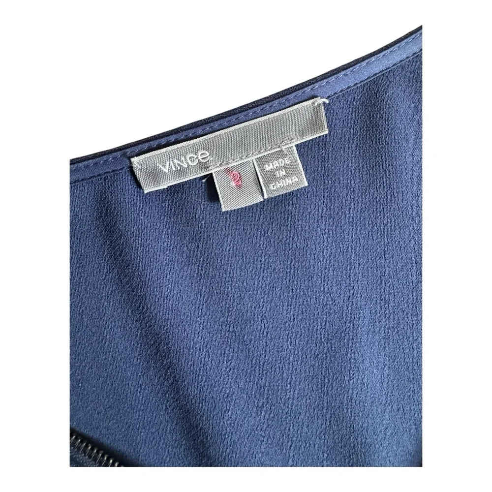 VINCE | $398 Crepe Zip-Front Cap Sleeve Jumpsuit in Navy, Size 2 - Picture 8 of 12